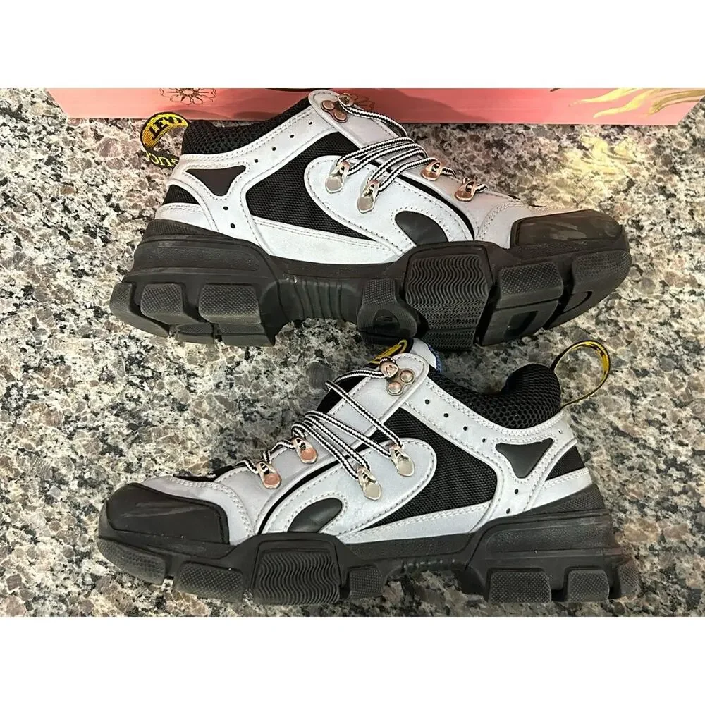 Gucci Flashtrek Silver and Black Men's Size 6 SPB-SAL (344553)